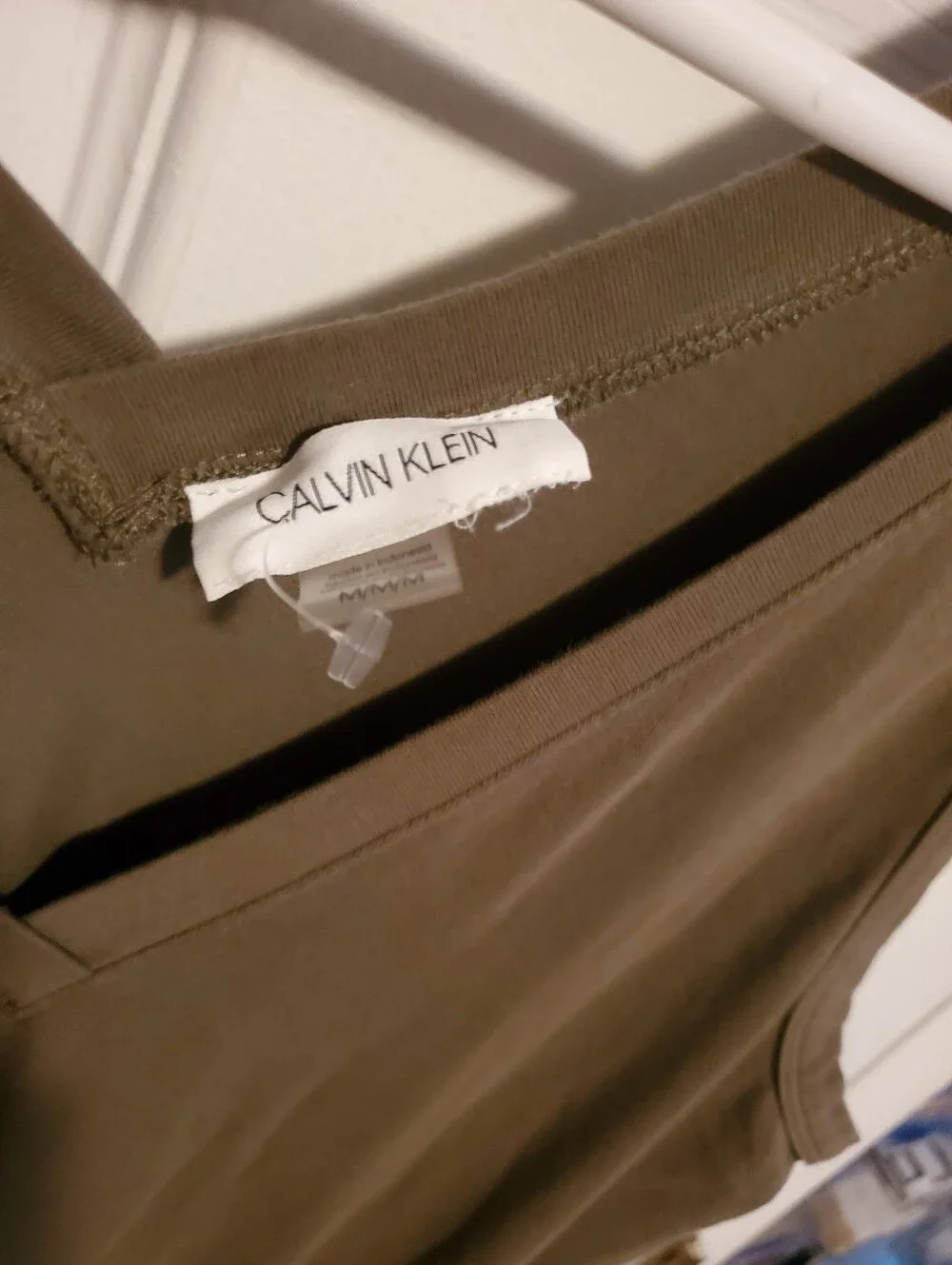 Calvin Klein Olive Sleeveless V-Neck Jumpsuit with Drawstring Waist
